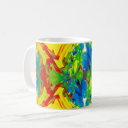 Vibrant Abstract Paint Splash Mug – Bold Artistic コーヒーマグカップ (正面左)