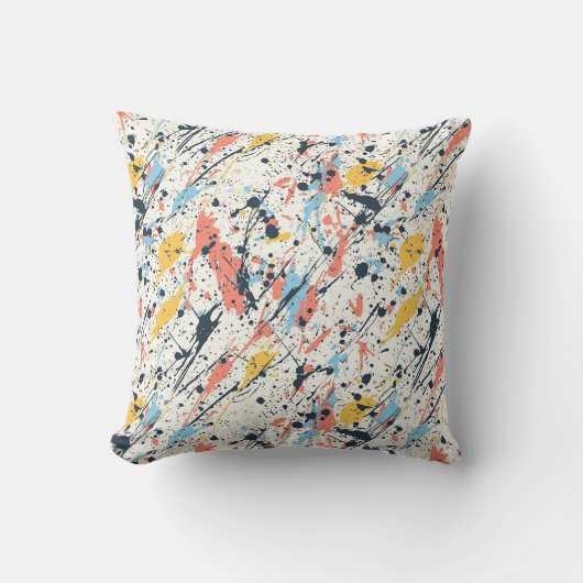 Vibrant Abstract Paint Splatter Pattern クッション (正面)