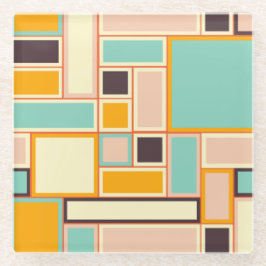 Vibrant abstract pattern with rectangles ガラスコースター