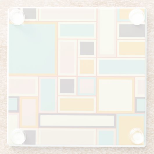 Vibrant abstract pattern with rectangles ガラスコースター (裏面)