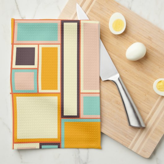 Vibrant abstract pattern with rectangles キッチンタオル (四つ折り)