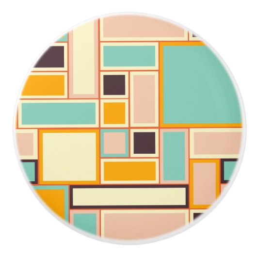 Vibrant abstract pattern with rectangles セラミックノブ (正面)