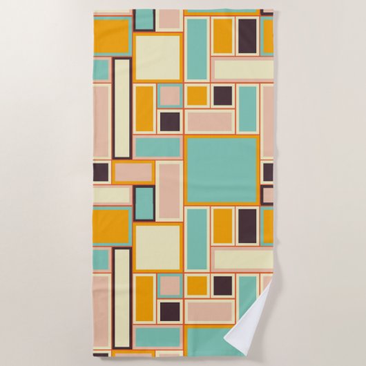 Vibrant abstract pattern with rectangles ビーチタオル (正面)