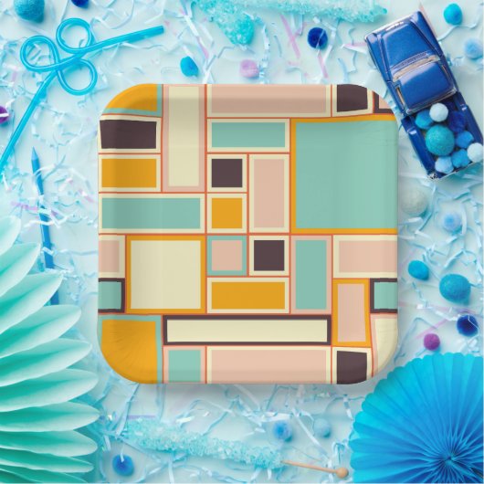 Vibrant abstract pattern with rectangles ペーパープレート (パーティー)