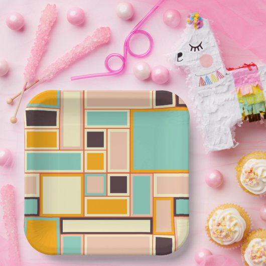 Vibrant abstract pattern with rectangles ペーパープレート (パーティー)