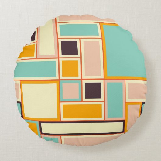 Vibrant abstract pattern with rectangles ラウンドクッション (正面)