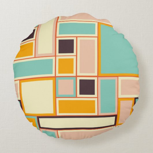 Vibrant abstract pattern with rectangles ラウンドクッション (裏面)