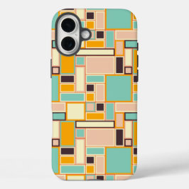 Vibrant abstract pattern with rectangles iPhone 16 plusケース