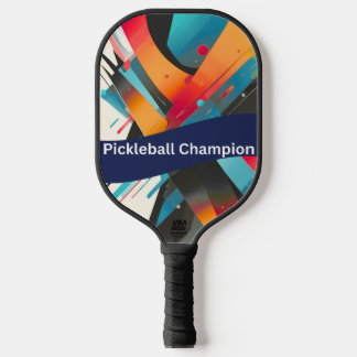 Vibrant Abstract Pickleball Champion Paddle ピックルボールラケット