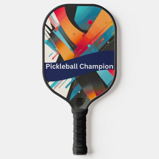 Vibrant Abstract Pickleball Champion Paddle ピックルボールラケット (正面)