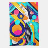 Vibrant Abstract Pop Art キッチンタオル (縦)