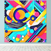 Vibrant Abstract Pop Art キャンバスプリント (インサイチュ (ウッドフロア))