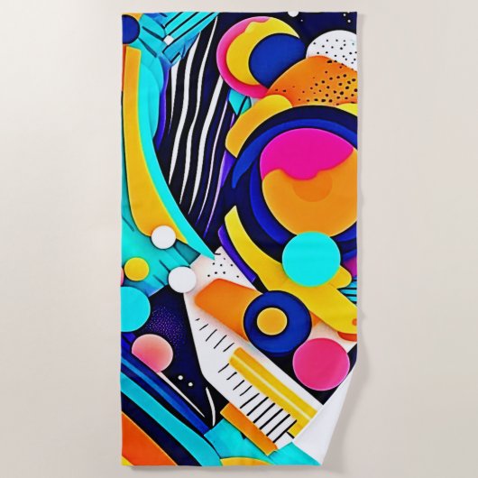 Vibrant Abstract Pop Art ビーチタオル (正面)