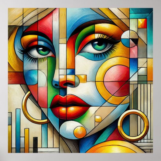 Vibrant Abstract Portrait women ポスター (正面)