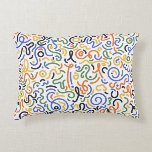 Vibrant Abstract Scribble Throw Pillow - Colorful  アクセントクッション (正面)