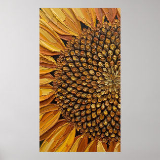 Vibrant Abstract Sunflower Impasto ポスター