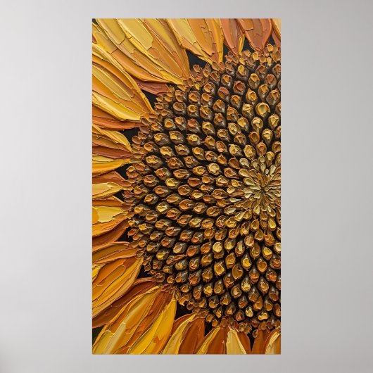 Vibrant Abstract Sunflower Impasto ポスター (正面)