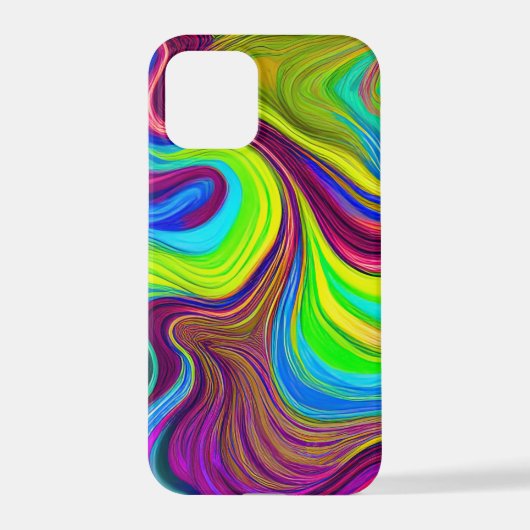 Vibrant Abstract Swirl iPhone Case – Neon Colors iPhoneケース (裏面)