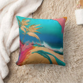 Vibrant Abstract Tropical Beach Scene クッション (ブランケット)