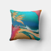 Vibrant Abstract Tropical Beach Scene クッション (裏面)