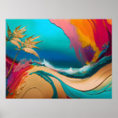 Vibrant Abstract Tropical Beach Scene ポスター (正面)