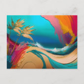 Vibrant Abstract Tropical Beach Scene ポストカード (正面)