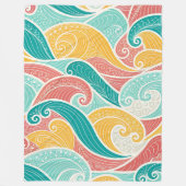 Vibrant Abstract Waves Seamless Pattern フリースブランケット (正面)