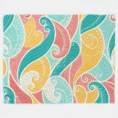 Vibrant Abstract Waves Seamless Pattern フリースブランケット (正面(横))