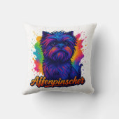 Vibrant Affenpinscher Pop Art Portrait – Colorful クッション (裏面)