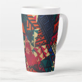 Vibrant African Geometric Tribal Abstract Pattern カフェラテマグ (右アングル)