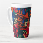 Vibrant African Geometric Tribal Abstract Pattern カフェラテマグ (左アングル)