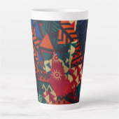 Vibrant African Geometric Tribal Abstract Pattern カフェラテマグ (正面)