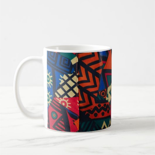 Vibrant African Geometric Tribal Abstract Pattern コーヒーマグカップ (左)