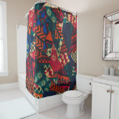 Vibrant African Geometric Tribal Abstract Pattern シャワーカーテン (インサイチュ)