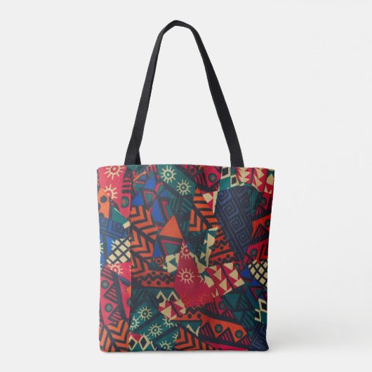 Vibrant African Geometric Tribal Abstract Pattern トートバッグ (裏面)