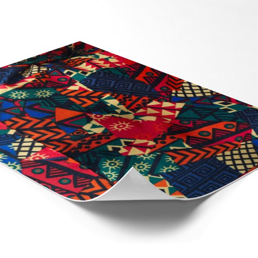 Vibrant African Geometric Tribal Abstract Pattern ポスター (角)