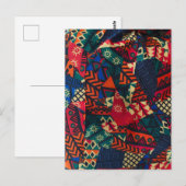 Vibrant African Geometric Tribal Abstract Pattern ポストカード (正面/裏面)