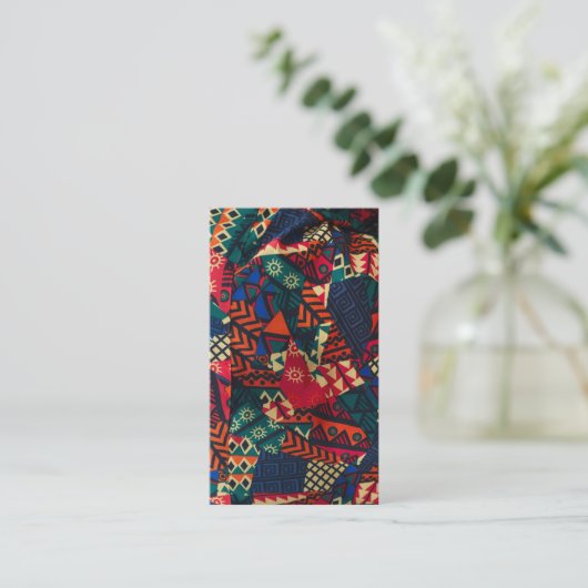 Vibrant African Geometric Tribal Abstract Pattern 名刺 (スタンド正面)