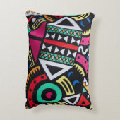 Vibrant Afro-Centric Geometric Pattern – Bold Trib アクセントクッション (裏面(縦))