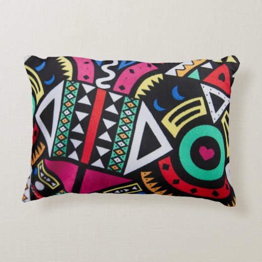 Vibrant Afro-Centric Geometric Pattern – Bold Trib アクセントクッション (裏面)