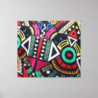 Vibrant Afro-Centric Geometric Pattern – Bold Trib キャンバスプリント