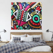 Vibrant Afro-Centric Geometric Pattern – Bold Trib キャンバスプリント (インサイチュ (寝室))