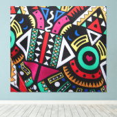 Vibrant Afro-Centric Geometric Pattern – Bold Trib キャンバスプリント (インサイチュ (ウッドフロア))