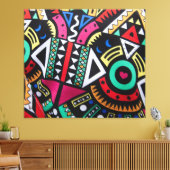 Vibrant Afro-Centric Geometric Pattern – Bold Trib キャンバスプリント (インサイチュ (リビング))