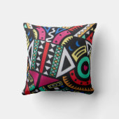 Vibrant Afro-Centric Geometric Pattern – Bold Trib クッション (裏面)