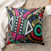 Vibrant Afro-Centric Geometric Pattern – Bold Trib クッション (ブランケット)