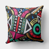 Vibrant Afro-Centric Geometric Pattern – Bold Trib クッション (裏面)