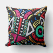 Vibrant Afro-Centric Geometric Pattern – Bold Trib クッション (正面)