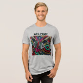 Vibrant Afro-Centric Geometric Pattern – Bold Trib トライブレンドTシャツ (正面全面)