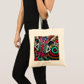Vibrant Afro-Centric Geometric Pattern – Bold Trib トートバッグ (正面(商品))